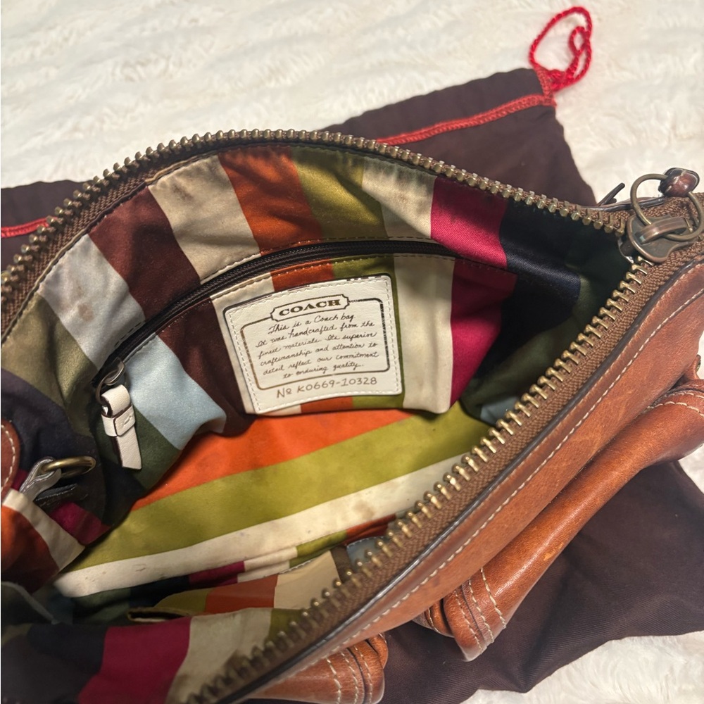 Coach Multicolor Stripe Interior Brown Leather Belt Bag